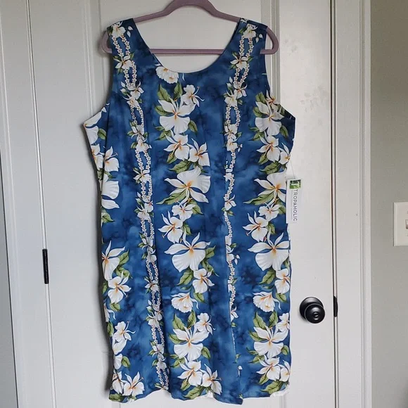 🎅 🟦 Hawaiian Sheath Dress NWT - Picture 3 of 4